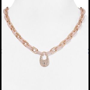 Michael Kors Rose Gold & Blush Padlock Necklace